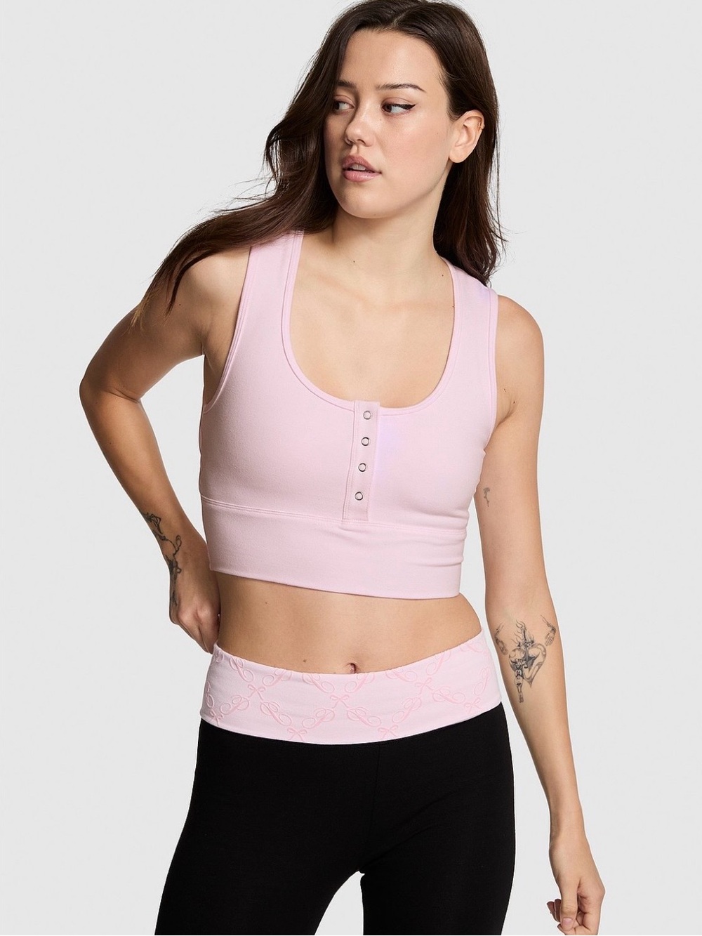 Victoria Secret PINK All Day Henley Scoop Neck Bra  NWT M